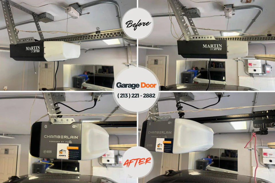 Before and after: garage door repair Seaford, NY